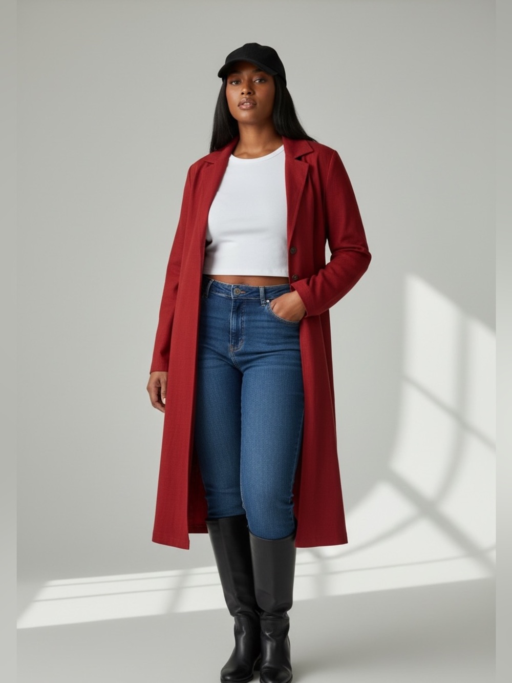 Classic Rust Long-Sleeve Button-Front Jacket